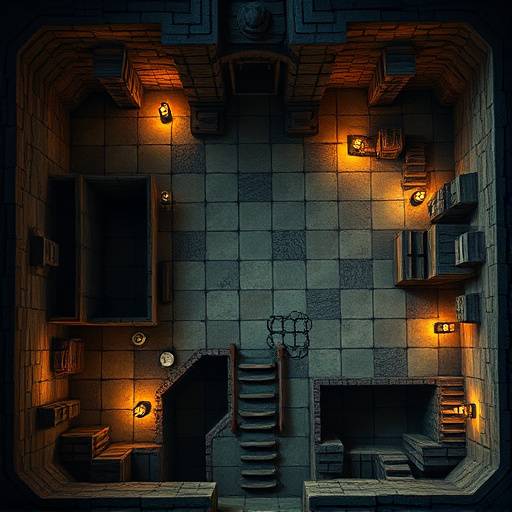 Procedural level example using Markov Chains: a top-down view of a dungeon layout
